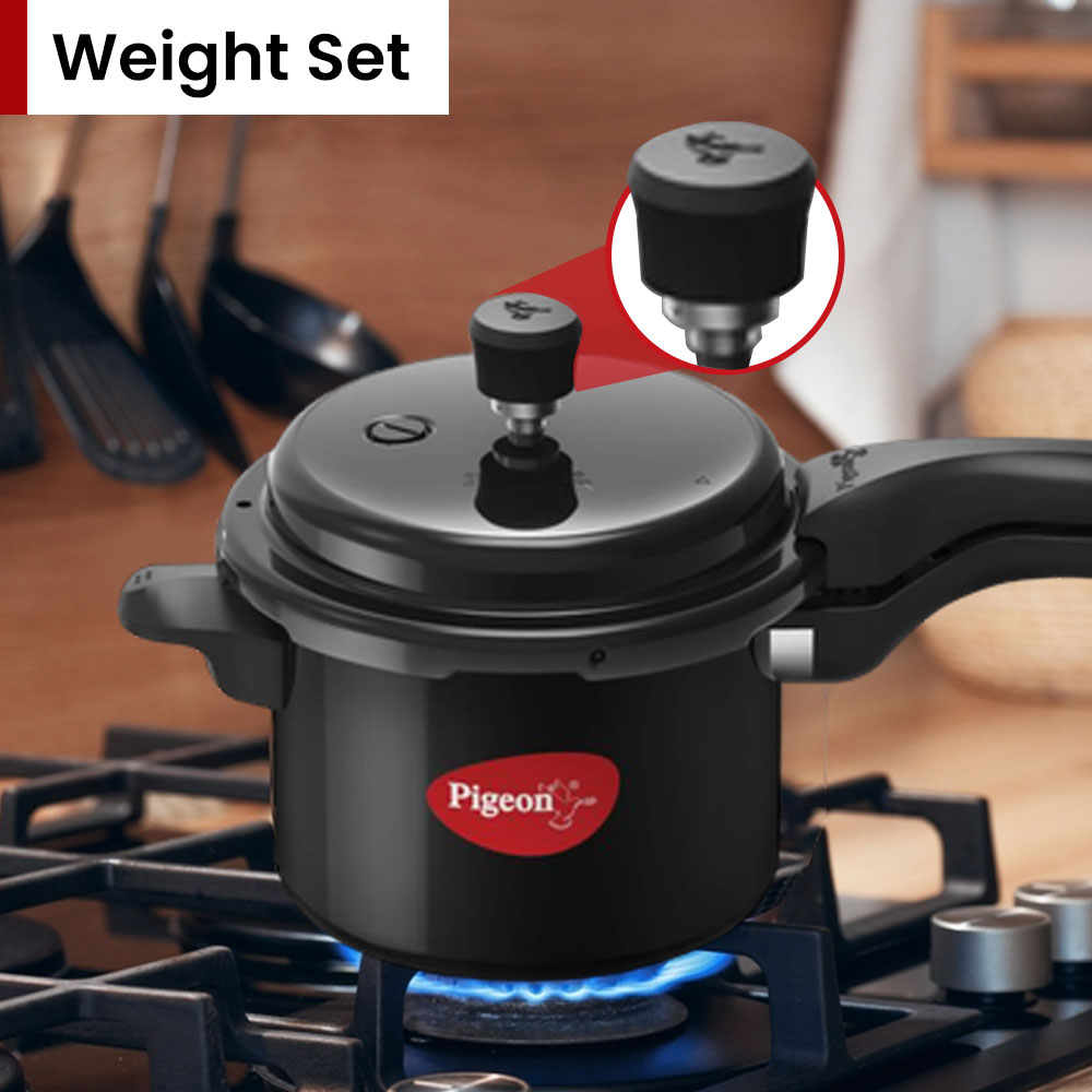 Pigeon by Stovekraft Titanium 3 Ltrs Outer Lid Pressure Cooker - Black, Aluminium