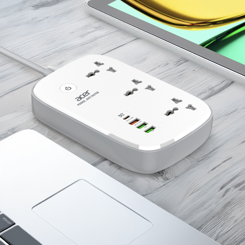 Acer PowerHub Smart | 3 AC Outlets, 4 USB Ports (1 Type-C,3 Type-A) | Wi-Fi Smart Power Strip, 1500W Output | App & Voice Control | Surge Protection |Overload Safety Protection | Remote Timer Control