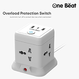 One Beat Cube Extension Boards with Universal Sockets and USB Charging Ports with Indicator Plug Socket (Cube 4 Socket + 2 USB + 1 Type C)