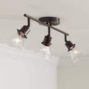 Pro Track Leila 3-Head Ceiling or Wall Track Light Fixture Kit Adjustable Monorail Brown Bronze Finish Clear Glass Farmhouse Rustic Kitchen Bathroom Living Room Dining Hallway House 23 1/4" Wide