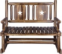 XCSOURCE Outdoor Rocking Bench, Wooden Double Outdoor Patio Rocker Chair for 2 Persons, Rustic Log Porch Bench for Farmhouse Decoration (Brown)