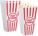 Novelty Place Plastic Red White Striped Classic Popcorn Containers for Movie Night - 7.8 inch Tall x 3.8 inch Square (4 Pack)