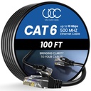 Ultra Clarity Cables Cat 6 Ethernet Cable 100 ft, Outdoor&Indoor 10Gbps Ethernet Cable, High Speed Cat6 Cable RJ45 LAN Internet Cable for Computer, Router, Modem, PS4/5, Xbox, Gaming - Black