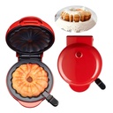 Cake Maker Machine for Lava Cake, Mini Donuts, Waffles, Pancakes - Breakfast, Snacks, Desserts - Non-stick Surface, Double-sided Heating, Red