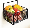 Wall Mounted Wire Hanging Basket, Hanging Kitchen Baskets, Wall Mount Fruit Basket No Drilling Adhesive Small Storage Baskets For Kitchen (Black)