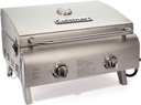 Cuisinart Chef's Style Tabletop Portable Propane Gas Grill, 20,000 BTU Stainless Steel 2-Burner Outdoor BBQ Grill for Camping, Tailgates, BBQ, Hassle-Free Setup