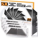50-Pack Utility Knife Blades, Blackened SK-2 Razor Blades for Box Cutter Utility Knife, Never Rust Design, Extra Durable