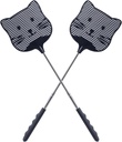 2 Pack Extendable Fly Swatter, 25 inch Long Handle Flyswatters, Plastic Heavy Duty Fly Swatters Manual for Indoors Patio Garden and Outdoors Black