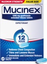 Mucinex 12 Hour Maximum Strength 1200 mg Guaifenesin Extended-Release Tablets for Excess Mucus Relief, Expectorant Aids Excess Mucus Removal, Chest Congestion Relief for Adults, 48 Tablets