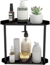 2 Tier Bathroom Counter Organizer, Vanity Organizer Corner Shelf, Skincare, Makeup Countertop Organizers, Kitchen, Bathroom Counter Storage, Black