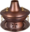 Chinese Hot Pot,Copper Hot Pot, Electric Carbon Dual-use Copper Hotpot, Thickened Copper Mongolian Multi Person Hotpot, Charcoal Copper Hotpot, Suitable For Family Dinner And Outdoor Picnic(32cm)