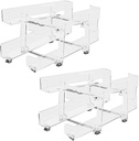 Can Storage,2X Soda Storage | Clear Rolling Adjustable Width Basket Beverage Racks 2 Tier Stackable for Home Refrigerator Garage RV