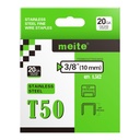 meite T50 Stainless Steel Staples Marine, 3/8 Inch Heavy Duty Staples for Staple Gun - 1512 Counts, 20 Gauge 3/8 Inch Crown T50 Upholstery Staple for Marine Applications