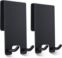 Taozun Shower Door Hooks - Towel Hooks for Bathroom Frameless Glass, Squeegee Hook, Over Glass Hook - Black Stainless Steel 2 Pack
