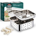 PANCA Nerūdijančio plieno Paneer Maker Mould Didelis dydis, Paneer Press su Lid, Tofu Press Mould Maker, Išrūgų Seperator (Square, 550ml Talpa)