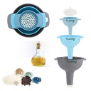 Clazkit ® 3-rinkinio virtuvės piltuvas - Nešioti piltuvai su rankena, Platus muilo maisto kokybės plastiko, nuimamas traukiamas filtras skysčiai, sausos sudedamosios dalys, ir milteliai