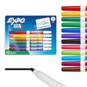 EXPO Dry Elase Markeriai, Low Odor Ink, Asort Colors, Fine Pap, 12 Count - Atgal į mokyklą, Mokytojas, Klasikinis, Biuro reikmenys