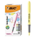 BIC Brite Liner Grip Pastel Highlighter Set, Chisel Tip, 12