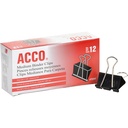 ACCO Binder Clips, vidutinio, juoda, 12 už dėžutę, 2 dėžės (72062)