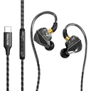 Bounce BassEngine Type- C Ausų Wired Earphones 14.2mm Dinaminis vairuotojas HD Mic Ergonominiai Earbuds Anti TPE kabelis Linijinės muzikos skambučių kontrolė Giliai Bass Clear Sound kasdienio naudojimo ProSeries (Juoda)