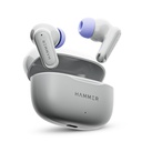 HAMMER Airflow Neo Earbuds su 80H Playtime, 13mm Titano tvarkyklė, 40ms Žaidimų režimas, Greito įkrovimo budai, Tipo-C Įkrovimas, Balso asistentas, Lengvas Dual- Toninis dizainas (Pilka)