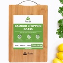 Rusabl XLarge Bamboo Wooden Chopping Board, Metal Handle, 36x26 cm