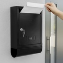 Plantex Letter Box / GI Steel Magazine Holder / Compaint Box & Siggestion Box for Office with Secure Lock and Keys / News Paper Holder / Mail Box / Post Box- (Black) Wall Mount
