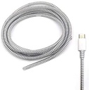 Spiralinės kabelio apsauginis laikiklis 1.5 Metras - Įkrovimo ir duomenų kabelio apsauginis išliejimas, Kordo užsklanda Earphone Wire - Tvirtas PVC, Sidabras (rinkinys 3)