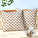 Outdoor Pillow Covers 18x18 Set of 2 Boho Brown Floral Accent Print Decorative Throw Pillow Cases for Outdoor Waterproof Patio Furniture Garden Porch Sofa Bed Cushion Covers Home Decor JB005-D18