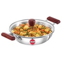 Hawkins 2.5 Litre Deep Fry Pan, Triply Stainless Steel Kadai with Glass Lid, Flat Apatine Induction Kadhai, Silver (SSD25G)