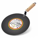 amicus Virtuvė "Premium Iron Tawa" skirta Roti Chapati įgaubti Iron Tava su medine rankena 10 Inch 1.2 Kg Black Food Quality Smooth 100% Daugiafunkcinė Tawa