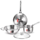 Milton Pro Cook Induction Cookware & Gas Stove Friendly Triply Stainless Steel 4Pc Cookware Set Bendrijoje - 124; Fea Pan 16 cm Bendrijoje - 124; Fry Pan 22 cm Bendrijoje - 124; Kadai su Glass Lid 24 cm Bendrijoje - 124; Net & Greitas Maisto gaminimas Bendrijoje - 124; 3 metų garantija