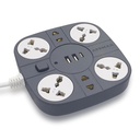 ADDMAX Išplėtimo lenta su USB USB 124; 6 Power Sockets, 2 USB prievadai + 1 Type- C prievadas ® 124; 10 Metrų sunkiosios pareigos Cord ® 124; 10A 220V Multi Plug Plug Išplėtimo kabelis ® 124; Ugniai atspari Power Strip for Home, Office & Laptop - Pilka