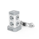 Goldmedal Turbomax 8 + 4 Power Strip ® 124; 8 Universalūs lizdai su saugos užraktu ® 124; 3A- USB & 1 USB- C prievadas ® 124; Master Switch with Indicator ® 124; 2-Meter Extension Cord for Home & Office ® 124; (White)