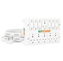 Bitcorp 2500W Power Strip, 6A Universal Extension Board with 6 Socket 6 Switch, Surge Protector, 1 Meter Cord for Home Gardets, Office, Fridge, Cooler, Air Conditioner (White) 220V