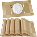 P- Plus International Placemats Set of 6 Valgomasis stalas Taškai Vieta Mats ® 124; Plačiau Stalo Mat PVC Medžiaga ® 124; Non-Slip Šilumos Atsparus 124; Valgomieji stalo plūkimo Anti- Skid ® 124; Dydis 45 x 30cm (Auksas) Vinil