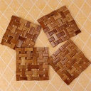 Sevendi Medinis Trivet Mat rinkinys, Sunkusis Duty Hot Pot Holder Pads Coasters, puikiai tinka šiuolaikinio namų virtuvės dekoro, 16 x16 cm Virtuvė Valgomasis stalas Non- Slip Indas plokštė Pan Plačia- Pack 1 (4, Ruda)