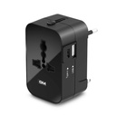 GM 3064 Universalus kelionės adapteris su 240V Power Output, USB Type C (3.1A) & Type A (2.1A) Uostai, LED indikatorius - Tarptautinis įkroviklis 150 + šalys (US, UK, EU, AUS) - Juoda