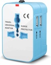 Rts Greitųjų Kelionių Essentials Wall Charger Dual USB Universal Travel Adapter International viename pasaulyje kelionių multi Plug Adapteris JAV ES JK AUS Mobilusis Telefonas nešiojamas išmanusis telefonas (mėlyna)