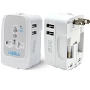 Ceptics Universal Japan Travel Adapter, 3 in 1 India to Japan Plug Adapter, Universal Travel Editors 2 USB 2.4A, 100- 250 Įtampos Kelionės Įkroviklis, Universalus Įkroviklis Adapteris, Balta