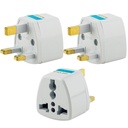 Type- G Plug Adapter UK Converter - (3vnt.) India to UK Plug Adaptor for Hong Kong, JAE, Dubajus, Singapūras England Universal Travel Adapter Power Plug (3 vnt.)