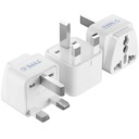 "Ceptics UK" adapteris indaplovėms, Indija, JAE, Honkongas, Dubajus, JK Plug - G tipas - puikiai tinka nešiojamiesiems kompiuteriams, kameroms, įkrovikliams - CE - RoHS - 3 Pack -White- Lifetime Limited Garantija