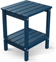 GREENVINES Adirondack-Outdoor-Side-Table | 14 x 13 Inches | HDPE Plastic | All Weather | Blue | Outside End Tables | Storage Shelf | for Patio Porch Backyard Indoor