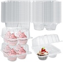 50 Pcs Cupcake Boxes 4 Count, Clear Plastic Cupcake Container Stackable, Deep Cupcake Carrier Holder Box for Carrying Cupcakes