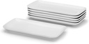 Miicol Small Platters Set of 6, Ceramic Rectangle Plates 9 Inch, Modern Sushi Plate Set, White Serving Dishes for Serving Food, Appetizer, Dessert, Dinner, Party