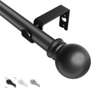 Black Curtain Rods for Windows 31"- 46", Decorative Drapery Rod Adjustable by Splicing, 5/8 inch Small Curtain Rod for Bedroom, Living Room, Kitchen and Outdoors