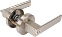 Indoor Household Door Lock Round Three-Pole Handle Lock with Key(Brushed Silver)