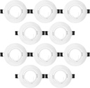MR16 Flush Swivel Spot Light Fixture Halogen LED Mounting Bracket Bulb Holder Kitchen Bathroom Under Cabinet Counter Housing Recessed Lighting GU5.3 Socket Wiring Dimmable (Matte White) Pack of 10