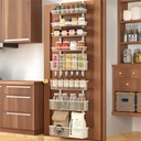 Moforoco White Over The Door Pantry Organizer, Pantry Organization and Storage, Metal Hanging Spice Rack Shelves Door, Seasoning Shelves, Laundry Room Organization, House and Kitchen Essentials