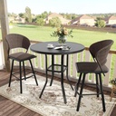 VICLLAX 3 Pieces Patio Bar Set for Lawn Garden, 35.5" Bar Height Metal Round Table and 2 Wicker Outdoor Swivel Outdoor Bar Stools, Black Table and Brown Chairs